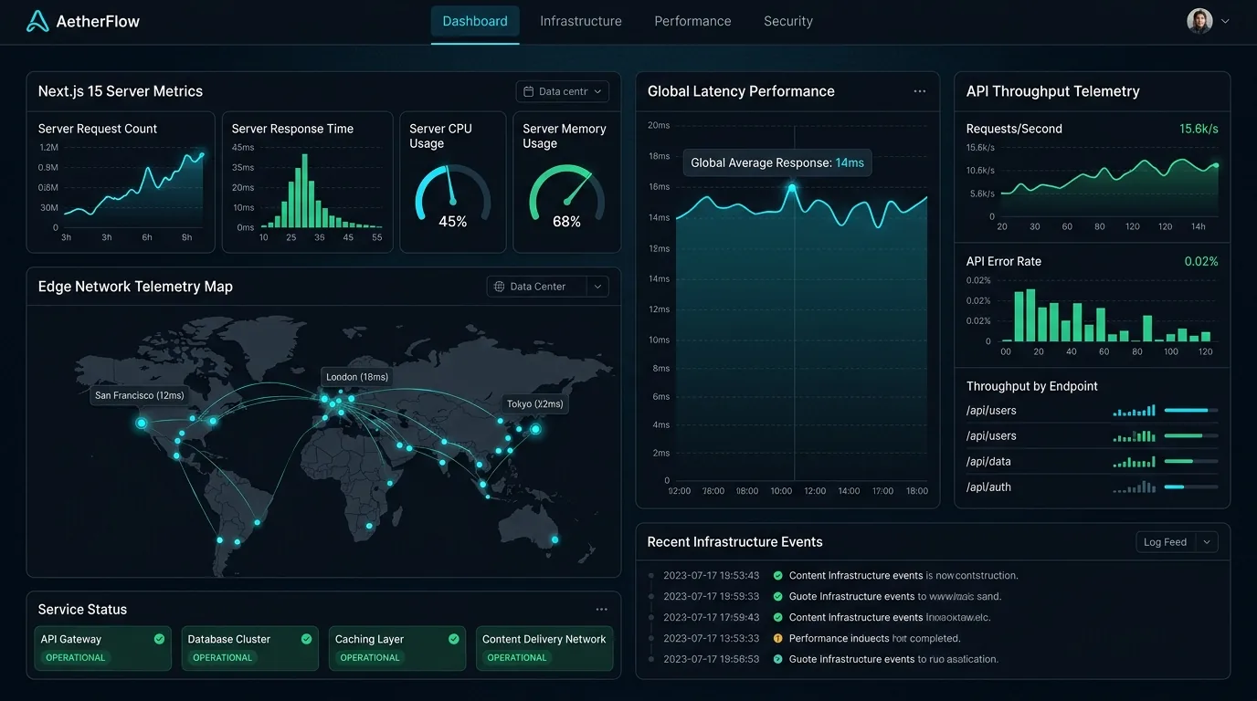 Next.js 15 Cloud Architecture & Edge Telemetry Showcase