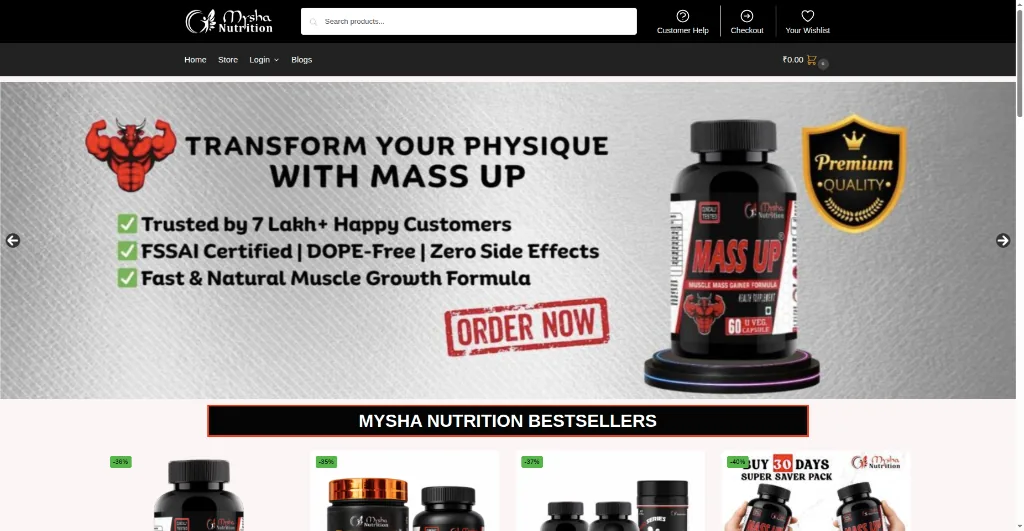 Mysha Nutrition Health & Supplement Platform